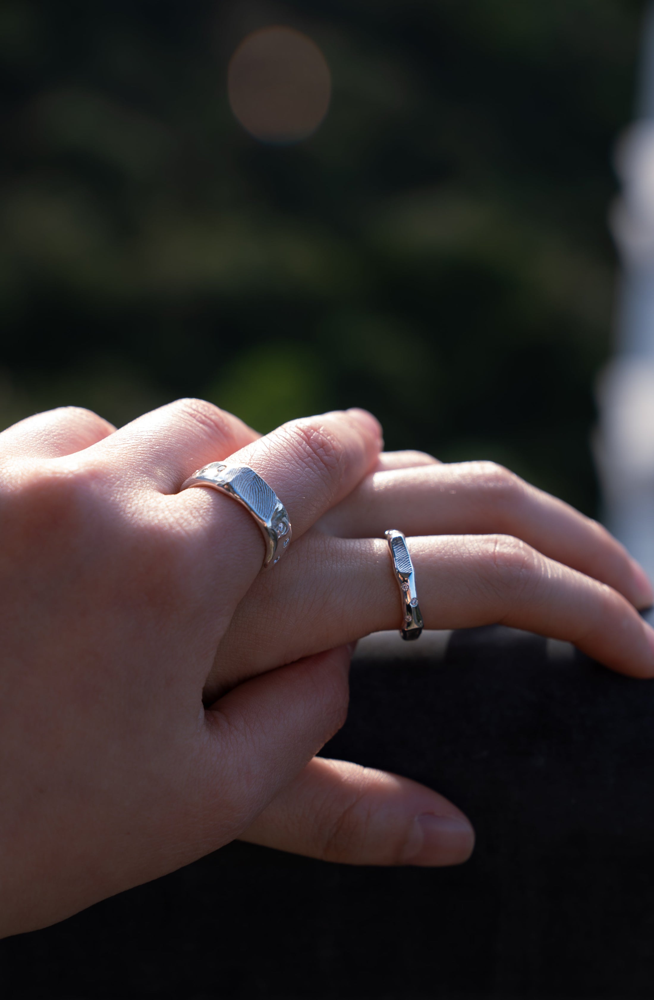 Print Ring with Diamond - 925 Silver